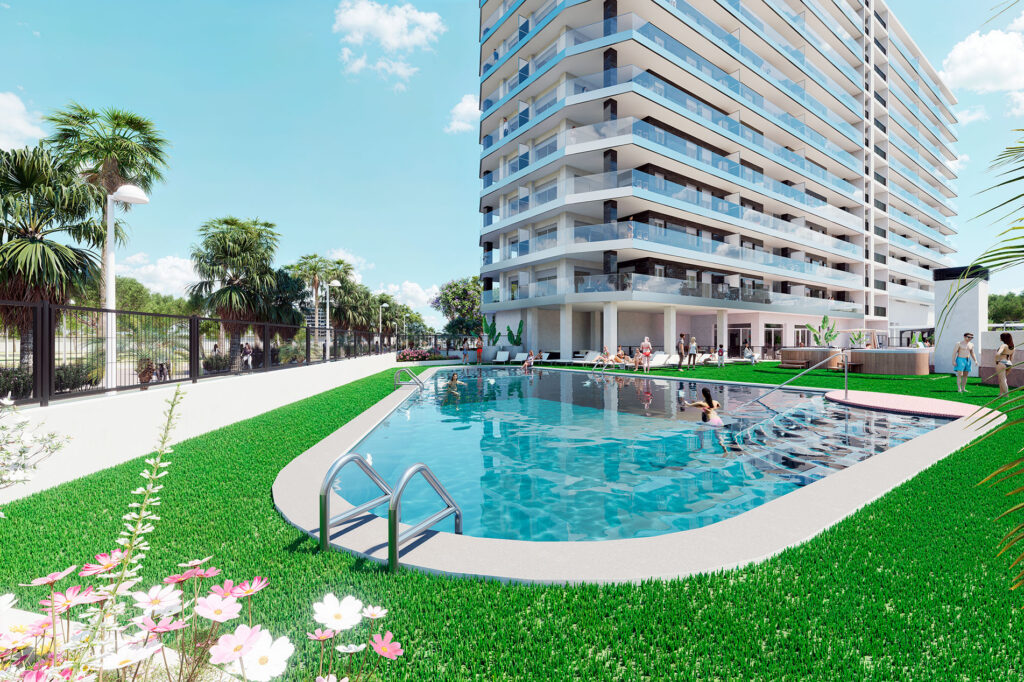 Edificio-Amanecer-vista-de-la-piscina